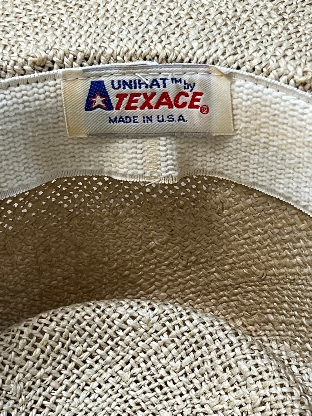Vintage UNIHAT by TEXACE Sand Hills Straw Golf Hat w/Fabric & Leather Trim Band - Picture 11 of 16